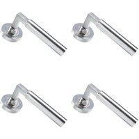 Loops 4x PAIR Straight Round Bar Handle on Round Rose Concealed Fix Satin Nickel in Metallics