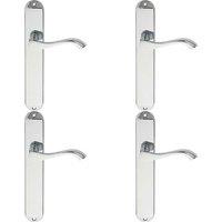 Loops 4x PAIR Curved Handle on Long Slim Latch Backplate 241 x 40mm Polished Chrome