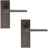 Loops 2x PAIR Flat Straight Handle on Slim Latch Backplate 150 x 50mm Matt Bronze