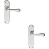 Loops 2x PAIR Smooth Round Bar Handle on Latch Backplate 185 x 40mm Satin Chrome