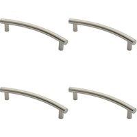 Loops 4x Curved T Bar Door Pull Handle 420 x 30mm 350mm Fixing Centres Satin Steel in Metallics