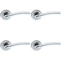 Loops 4x PAIR Raised Lever with Smooth Edges Concealed Fix Round Rose Polished Chrome