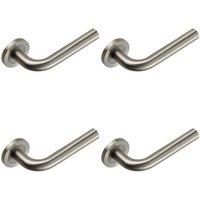 Loops 4x PAIR Straight Round Bar Handle on Round Rose Concealed Fix Satin Steel in Metallics