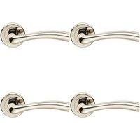 Loops 4x PAIR Curved Flowing Flared Handle Concealed Fix Round Rose Polished Nickel in Metallics