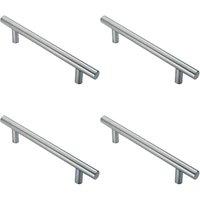 Loops 4x 25mm Straight T Bar Pull Handle 300mm Fixing Centres Satin Stainless Steel in Metallics