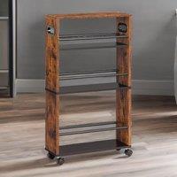Rafaelo Mobilia 4-Tier Rolling Utility Cart with Handle in Brown