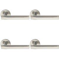Loops 4x PAIR Straight Round T Bar Handle on Round Rose Concealed Fix Polished Steel in Metallics