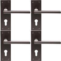 Loops 4x PAIR Straight Bar Handle on Slim Euro Lock Backplate 150 x 50mm Matt Bronze