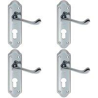 Loops 4x PAIR Victorian Upturned Lever on Euro Lock Backplate 168 x 47mm Chrome