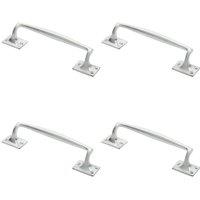 Loops 4x One Piece Door Pull Handle 250mm Length 54mm Projection Satin Chrome