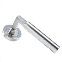 Loops PAIR Straight Round Bar Handle on Round Rose Concealed Fix Satin Nickel in Metallics