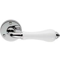 Loops PAIR Porcelain Handle with Ringed Detailing 58mm Round Rose Polished Chrome