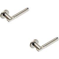 Loops 2x PAIR Round Bar Handle on 52mm Round Rose Concealed Fix Polished Satin Steel in Metallics