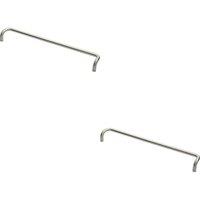 Loops 2x Cranked Door Pull Handle 19mm Dia 600mm Fixing Centres Satin Steel in Metallics