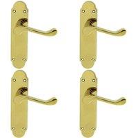 Loops 4x PAIR Victorian Upturned Handle on Latch Backplate 170 x 42mm Polished Brass in Metallics