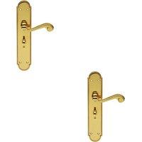 Loops 2x PAIR Beaded Pattern Handle on Bathroom Backplate 249 x 50mm Polished Brass in Metallics