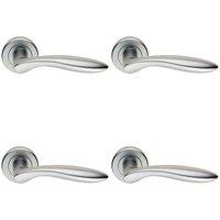Loops 4x PAIR Smooth Ergonomic Handle on Round Rose Concealed Fix Satin Chrome