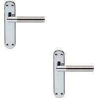 Loops 2x Round Bar Lever on Latch Backplate Door Handle 180 x 40mm Chrome & Nickel in Metallics
