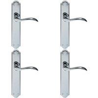Loops 4x PAIR Curved Handle on Long Latch Backplate 245 x 45mm Polished Chrome