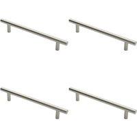 Loops 4x Straight T Bar Door Pull Handle 400 x 19mm 300mm Fixing Centres Satin Steel in Metallics