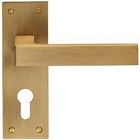 Loops PAIR Straight Square Handle on Euro Lock Backplate 150 x 50mm Antique Brass in Metallics
