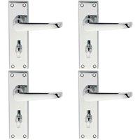 Loops 4x PAIR Straight Victorian Lever on Bathroom Backplate 150 x 42mm Chrome