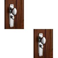 Loops 2x PAIR Line Detailed Door Knob on Bathroom Backplate 205 x 45mm Polished Chrome