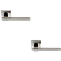 Loops 2x PAIR Square Cut Rectangular Handle on Square Rose Concealed Fix Satin Steel in Metallics
