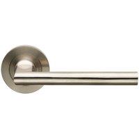 Loops PAIR Slim Straight Elliptical Handle on Round Rose Concealed Fix Satin Steel in Metallics