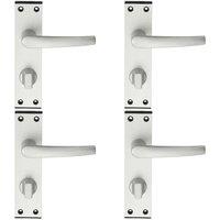 Loops 4x PAIR Straight Handle on Bathroom Backplate 152 x 38mm Satin Aluminium