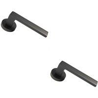 Loops 2x PAIR Straight Square Handle on Round Rose Concealed Fix Matt Bronze Finish