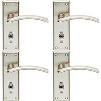 Loops 4x PAIR Arched Lever on Bathroom Backplate Door Handle 150 x 50mm Satin Nickel in Metallics