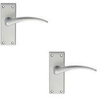 Loops 2x PAIR Slim Arched Door Handle on Latch Backplate 150 x 43mm Satin Chrome