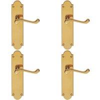 Loops 4x PAIR Victorian Scroll Handle on Latch Backplate 205 x 49mm Polished Brass in Metallics