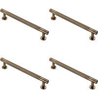 Loops 4x Knurled Bar Door Pull Handle 190 x 13mm 160mm Fixing Centres Antique Brass in Metallics