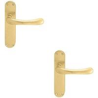Loops 2x PAIR Smooth Rounded Handle on Shaped Latch Backplate 185 x 42mm Satin Brass in Metallics