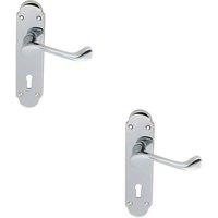 Loops 2x PAIR Victorian Upturned Handle on Lock Backplate 170 x 42mm Polished Chrome
