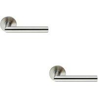 Loops 2x PAIR Round Mitred Bar Safety Handle on Round Rose Concealed Fix Satin Steel in Metallics
