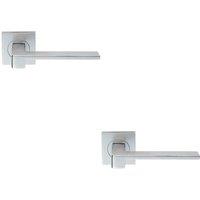 Loops 2x PAIR Flat Squared Bar Handle on Square Rose Concealed Fix Satin Chrome