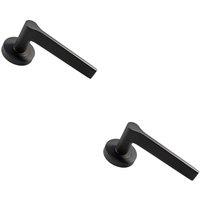 Loops 2x PAIR Straight Rounded Handle on Round Rose Concealed Fix Matt Bronze