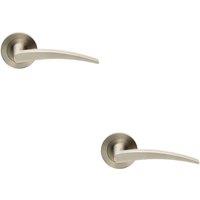 Loops 2x PAIR Slim Arched Flat Lever on Round Rose Concealed Fix Satin Stainless Steel in Metallics