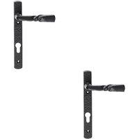 Loops 2x PAIR Ornate Twisted Lever on Narrow Euro Backplate 220 x 28mm Black Antique