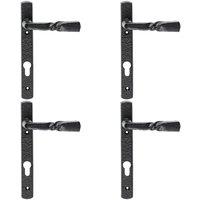Loops 4x PAIR Ornate Twisted Lever on Narrow Euro Backplate 220 x 28mm Black Antique