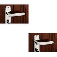 Loops 2x PAIR Line Detailed Handle on Bathroom Backplate 205 x 45mm Polished Chrome
