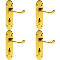 Loops 4x PAIR Victorian Upturned Lever on Bathroom Backplate 170 x 42mm Brass in Metallics