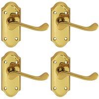 Loops 4x PAIR Victorian Scroll Lever on Short Latch Backplate 112 x 48mm Brass in Metallics