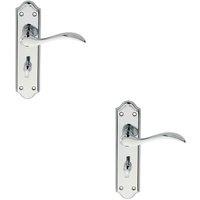 Loops 2x PAIR Curved Door Handle Lever on Bathroom Backplate 180 x 45mm Chrome