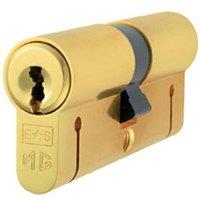 Loops 70mm Euro Double Cylinder Lock Keyed to Differ 15 Pin Polished Brass Door in Metallics