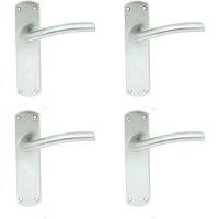 Loops 4x PAIR Rounded Curved Bar Handle on Latch Backplate 170 x 42mm Satin Chrome