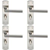 Loops 4x Mitred Lever on Bathroom Backplate Door Handle Thumbturn Lock Satin Steel in Metallics